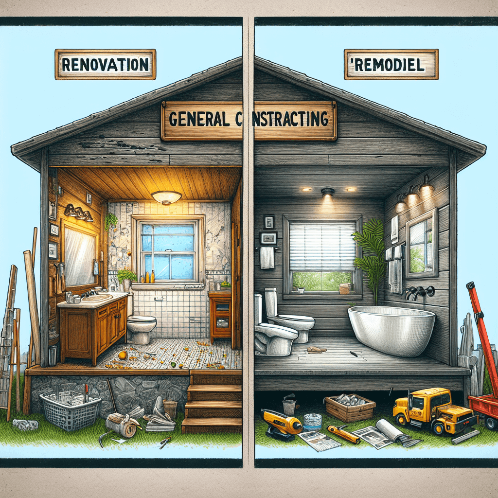 Modern bathroom with updated fixtures, showcasing the distinction between renovation and remodel processes.