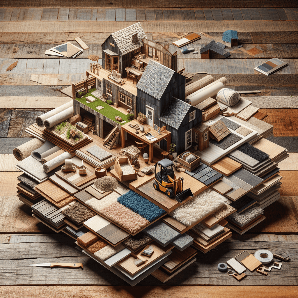 Image showcasing various flooring types like hardwood, tile, carpet, and vinyl, tailored to specific rooms in a home.