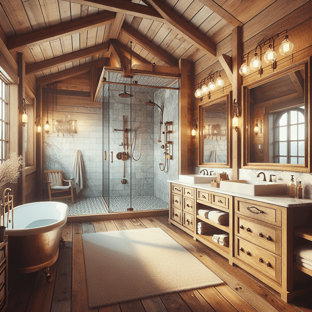 Luxurious bathroom with custom cabinetry, walk-in shower, and modern fixtures.